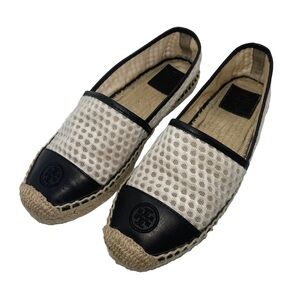 Tory Burch Grenada A-line Espadrilles Women’s‎ 6.5 US White Black Jute